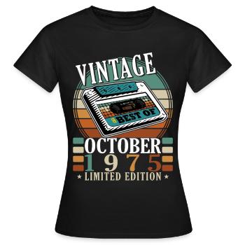 october 1975 anniversary october 1975 october - Women's T-Shirt - black - Front - AI Model Female 172 dark (172cm)