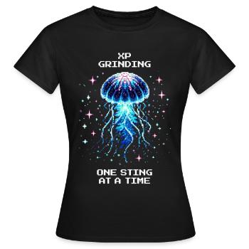 XP-Grind: Ein Stich nach dem anderen | Quallen - Frauen T-Shirt - Schwarz - Vorne - AI Model Female 172 dark (172cm)