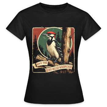 Elfenbein Specht Vogelbeobachter - Frauen T-Shirt - Schwarz - Vorne - AI Model Female 172 dark (172cm)