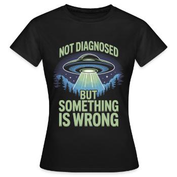UFO Lichtstrahl über Wald - Frauen T-Shirt - Schwarz - Vorne - AI Model Female 172 dark (172cm)