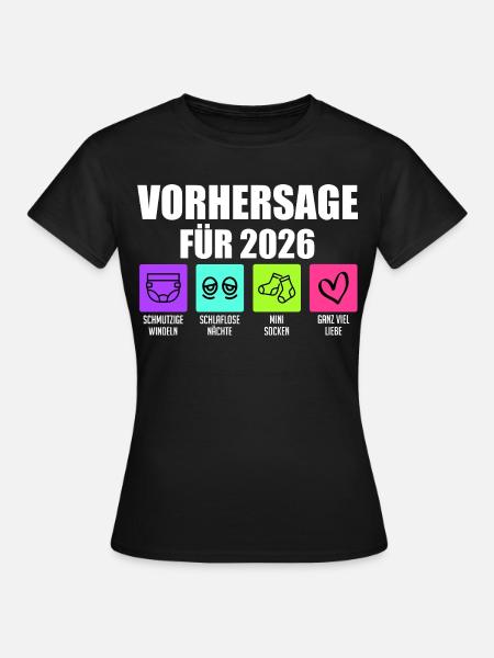 Bald Mama VORHERSAGE 2026 Lustiges - Frauen T-Shirt - Schwarz
