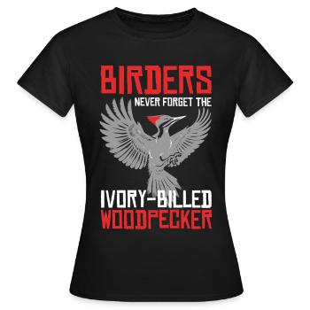 Elfenbein Specht Vogelbeobachter - Frauen T-Shirt - Schwarz - Vorne - AI Model Female 172 dark (172cm)