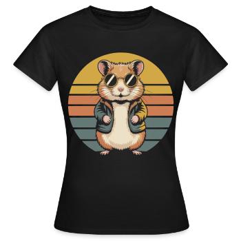 Hamster Cartoon Character Colorful Pet Animal - Women's T-Shirt - black - Front - AI Model Female 172 dark (172cm)