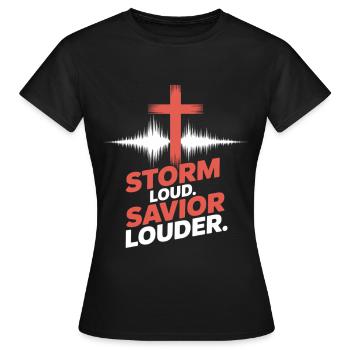 Tempête Sauveur Des louanges plus fortes - T-shirt Femme - noir - Devant - AI Model Female 172 dark (172cm)