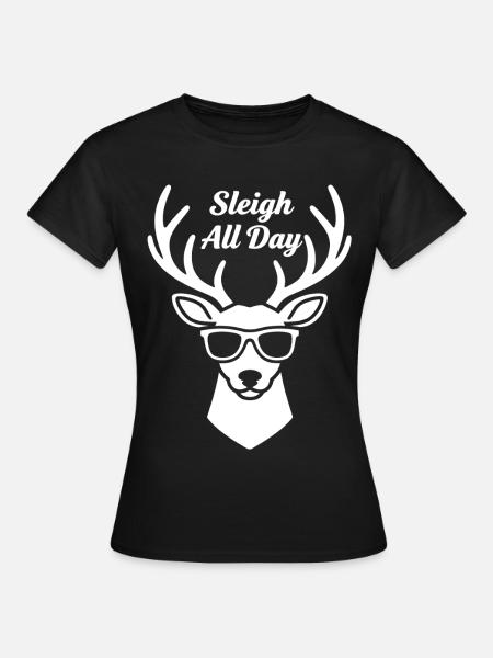Sleigh All Day Deer Graphic - Frauen T-Shirt - Schwarz