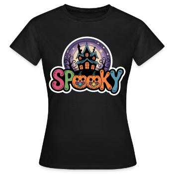 Haunted House Halloween Motif - Women's T-Shirt - black - Front - AI Model Female 172 dark (172cm)