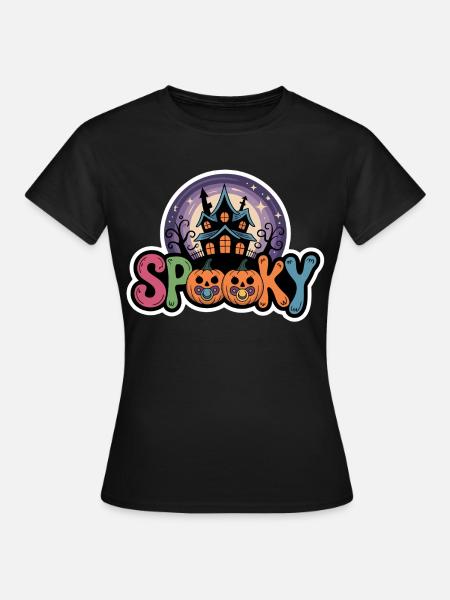 Spukhaus Halloween Motif - Frauen T-Shirt - Schwarz