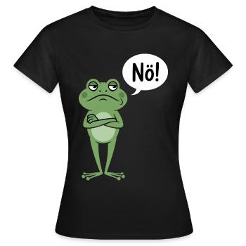 Grenouille sceptique qui dit non - T-shirt Femme - noir - Devant - AI Model Female 172 dark (172cm)