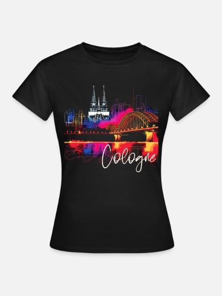 Köln Skyline Kölner Dom Deutschland Stadt Bunt - Frauen T-Shirt - Schwarz