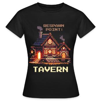 Taverne du Point de Réapparition | RPG Humour et bière - T-shirt Femme - noir - Devant - AI Model Female 172 dark (172cm)