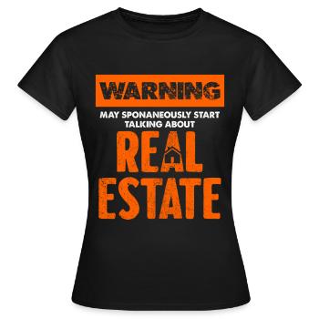 Avertissement Immobilier Sujet de conversation - T-shirt Femme - noir - Devant - AI Model Female 172 dark (172cm)