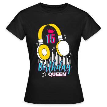 Birthday Queen 15th Birthday - Women's T-Shirt - black - Front - AI Model Female 172 dark (172cm)