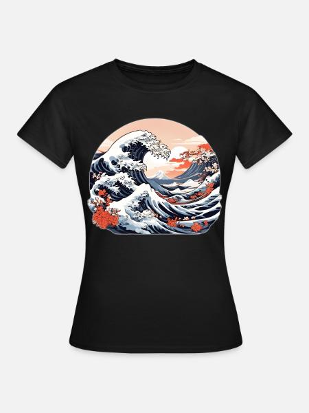 Große Welle von Kanagawa - Frauen T-Shirt - Schwarz