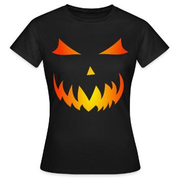 Gourde de flamme Halloween motif citrouille visage fantôme - T-shirt Femme - noir - Devant - AI Model Female 172 dark (172cm)