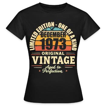 fête d anniversaire décembre 1973 - december 1973 - T-shirt Femme - noir - Devant - AI Model Female 172 dark (172cm)