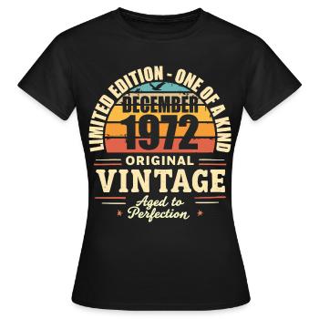 fête d anniversaire décembre 1972 - december 1972 - T-shirt Femme - noir - Devant - AI Model Female 172 dark (172cm)