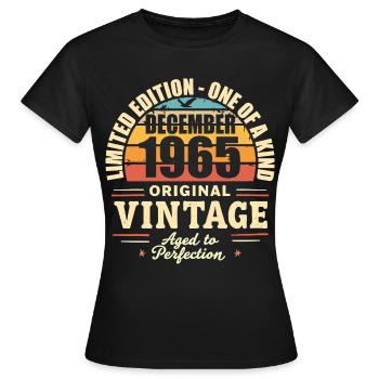 fête d anniversaire décembre 1965 - december 1965 - T-shirt Femme - noir - Devant - AI Model Female 172 dark (172cm)
