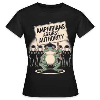 Les amphibiens contre l’autorité Portland - T-shirt Femme - noir - Devant - AI Model Female 172 dark (172cm)