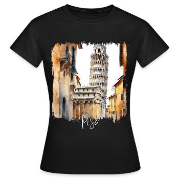 Aquarelle de Pise, Pise Italie - T-shirt Femme - noir - Devant - AI Model Female 172 dark (172cm)