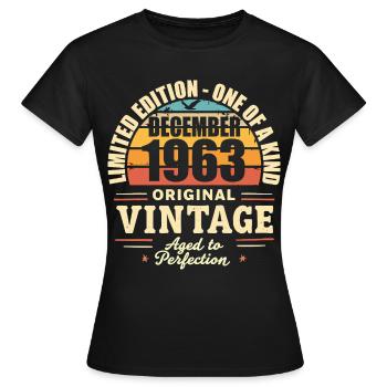 fête d anniversaire décembre 1963 - december 1963 - T-shirt Femme - noir - Devant - AI Model Female 172 dark (172cm)
