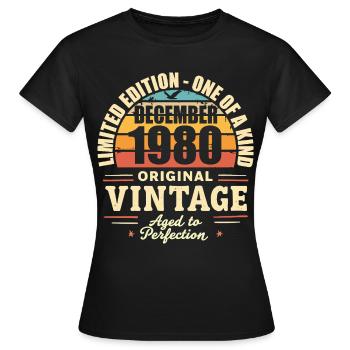 fête d anniversaire décembre 1980 - december 1980 - T-shirt Femme - noir - Devant - AI Model Female 172 dark (172cm)