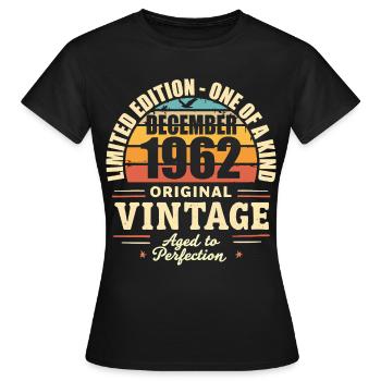 fête d anniversaire décembre 1962 - december 1962 - T-shirt Femme - noir - Devant - AI Model Female 172 dark (172cm)
