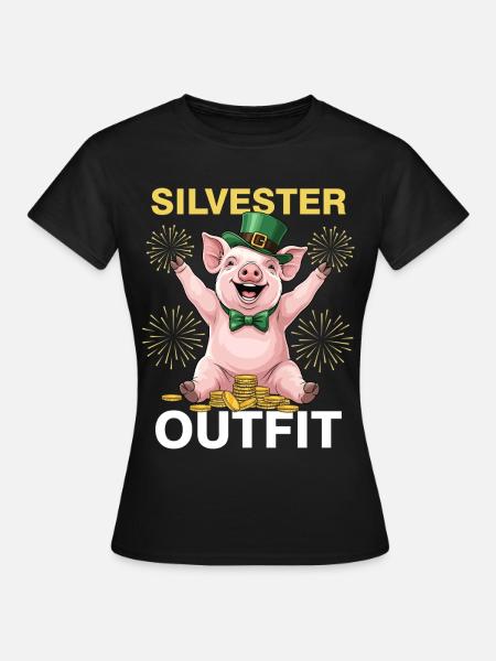 Silvester Outfit - Frauen T-Shirt - Schwarz