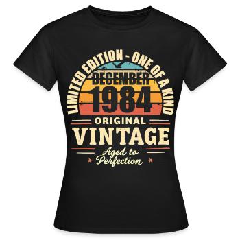 fête d anniversaire décembre 1984 - december 1984 - T-shirt Femme - noir - Devant - AI Model Female 172 dark (172cm)
