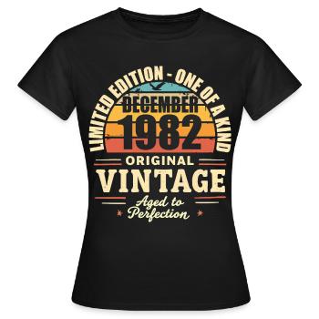 fête d anniversaire décembre 1982 - december 1982 - T-shirt Femme - noir - Devant - AI Model Female 172 dark (172cm)