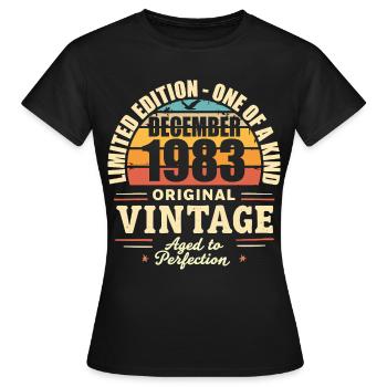 fête d anniversaire décembre 1983 - december 1983 - T-shirt Femme - noir - Devant - AI Model Female 172 dark (172cm)