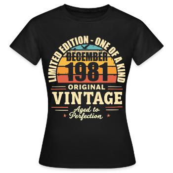 fête d anniversaire décembre 1981 - december 1981 - T-shirt Femme - noir - Devant - AI Model Female 172 dark (172cm)