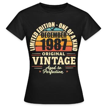 fête d anniversaire décembre 1987 - december 1987 - T-shirt Femme - noir - Devant - AI Model Female 172 dark (172cm)