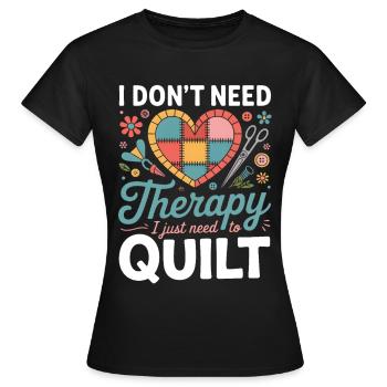 Patchwork Herz Therapie Quilt - Frauen T-Shirt - Schwarz - Vorne - AI Model Female 172 dark (172cm)