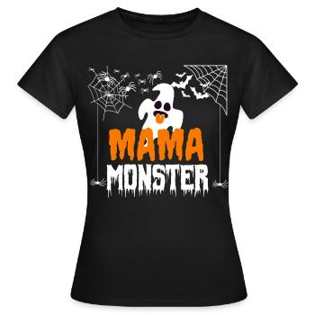 Mama Monster Halloween Shirt Kostüm Gespenst Geist - Frauen T-Shirt - Schwarz - Vorne - AI Model Female 172 dark (172cm)