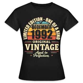 fête d anniversaire décembre 1992 - december 1992 - T-shirt Femme - noir - Devant - AI Model Female 172 dark (172cm)