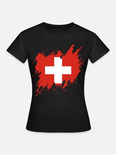 Flagge der Schweiz, Rissstil - Frauen T-Shirt - Schwarz