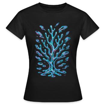 Corail abstrait AI - T-shirt Femme - noir - Devant - AI Model Female 172 dark (172cm)