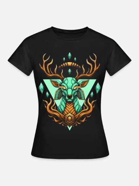 Türkis Elch Kristall Geometrie - Frauen T-Shirt - Schwarz
