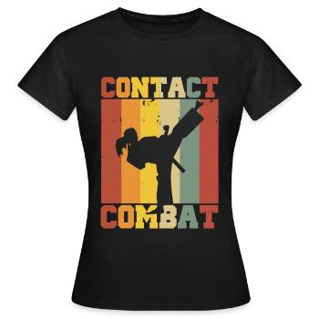 Silhouette einer Karatefrau – Combat Contact  - Frauen T-Shirt - Schwarz - Vorne - AI Model Female 172 dark (172cm)