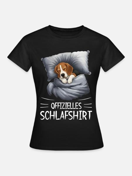 Beagle Schlafshirt Kuscheldecke - Frauen T-Shirt - Schwarz