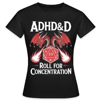 Rouleau pour la concentration TDAH - T-shirt Femme - noir - Devant - AI Model Female 172 dark (172cm)