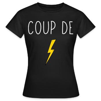 Coup de foudre design minimaliste éclair jaune - T-shirt Femme - noir - Devant - AI Model Female 172 dark (172cm)