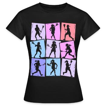 Lacrosse Spieler Bunt Kinder Mädchen Lacrosse - Frauen T-Shirt - Schwarz - Vorne - AI Model Female 172 dark (172cm)