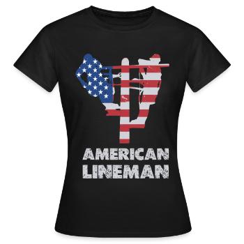 Silhouette du drapeau du monteur de lignes américain - T-shirt Femme - noir - Devant - AI Model Female 172 dark (172cm)
