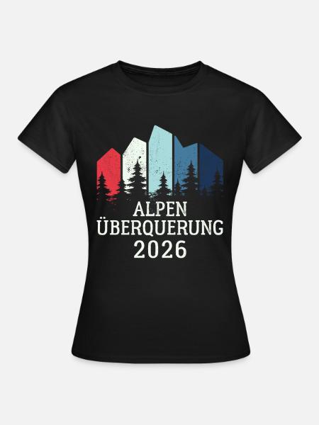 Alpen Überquerung 2026 - Wandern - Frauen T-Shirt - Schwarz