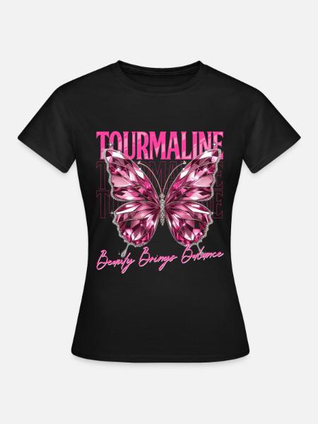 Geburtsstein Turmalin Oktober - Frauen T-Shirt - Schwarz