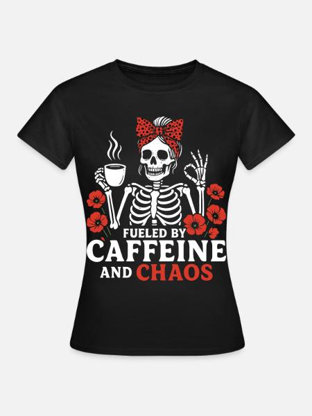 Mutter Koffein Mutter Skelett Kaffee - Frauen T-Shirt - Schwarz