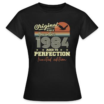 41 Year Anniversary | Original December 1984 - Women's T-Shirt - black - Front - AI Model Female 172 dark (172cm)