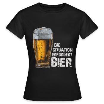 La situation exige de la bière – drôle de dicton - T-shirt Femme - noir - Devant - AI Model Female 172 dark (172cm)