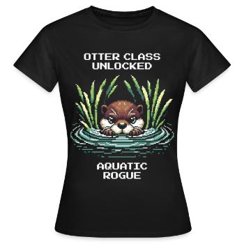 Otter-Klasse freigeschaltet: Wasser-Schurke | RPG - Frauen T-Shirt - Schwarz - Vorne - AI Model Female 172 dark (172cm)